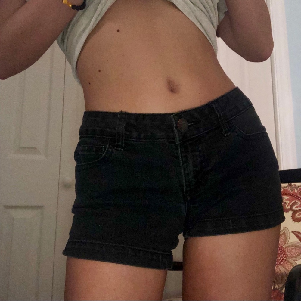 black jean shorts